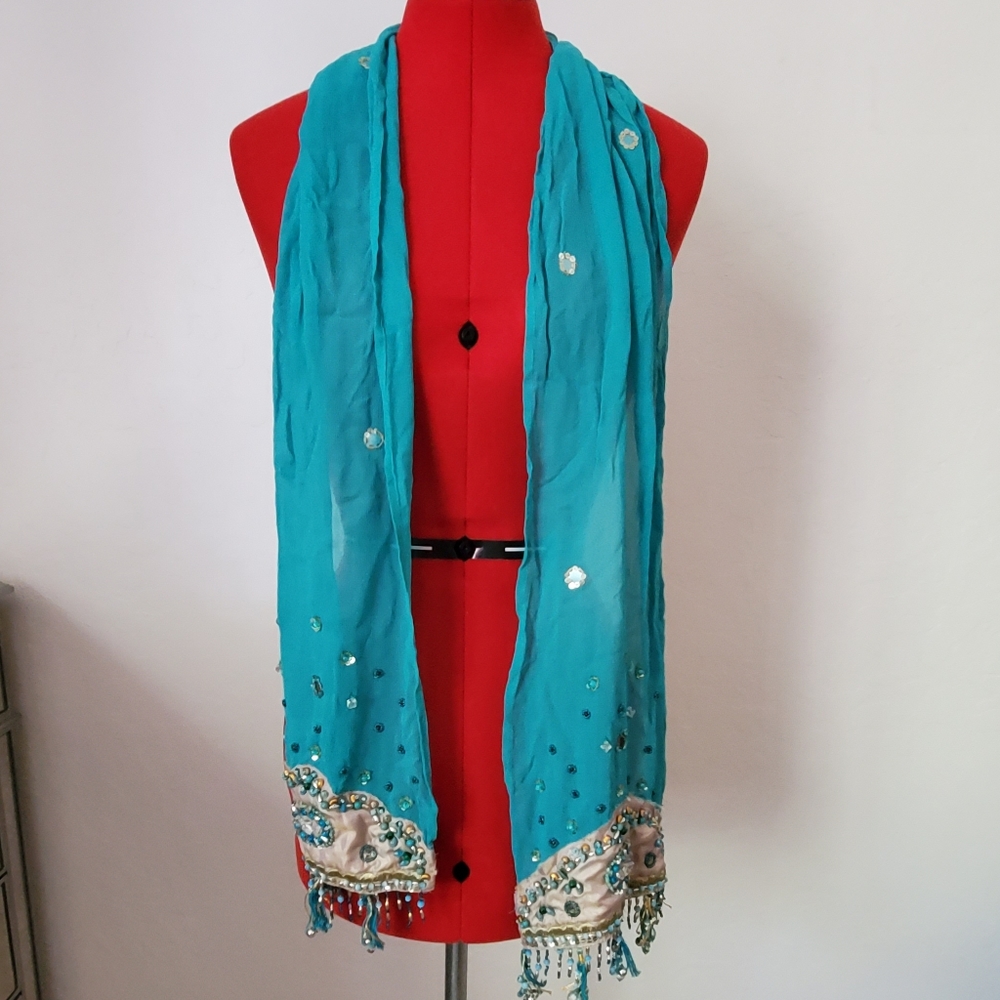 Accessorize scarves green with beads details